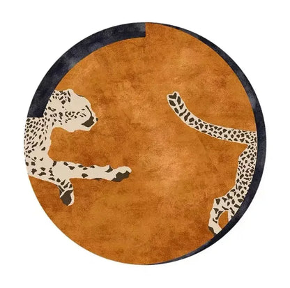 Leopard Print Round Fluffy Non-Slip Area Rug