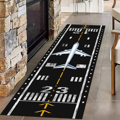 Airplane Runway Long Hallway Airport Style Runner Rug