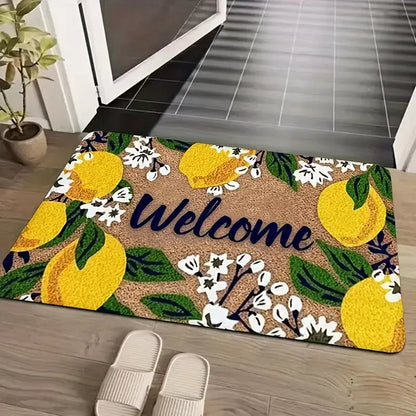 VIKAMA Lemon Floral Welcome Entrance Mat