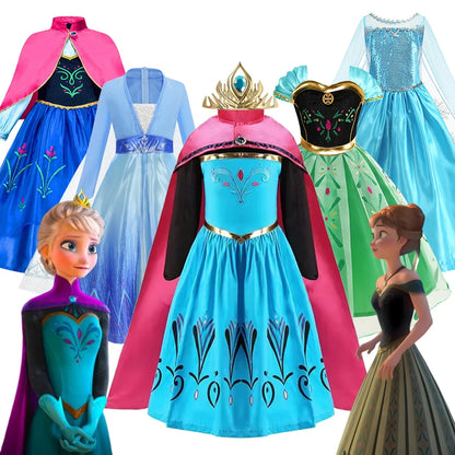 Disney Frozen Elsa Anna Princess Costume Dress For Girls