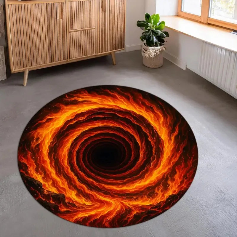 3D black white vortex illusion rug