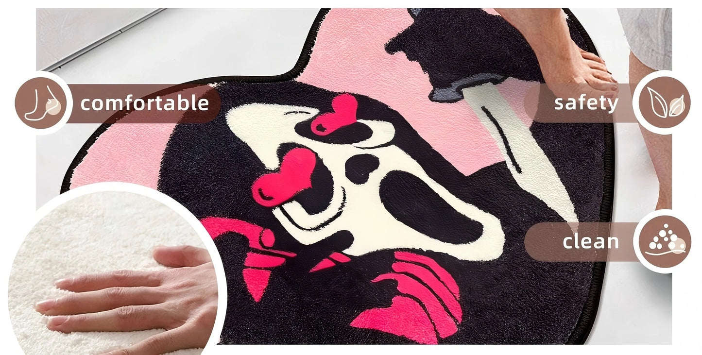 VIKAMA Heart-Shaped Skull Halloween Area Rug