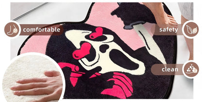 VIKAMA Heart-Shaped Skull Halloween Area Rug