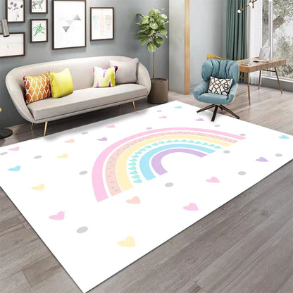 Colorful Rainbow Striped Kids Area Rug