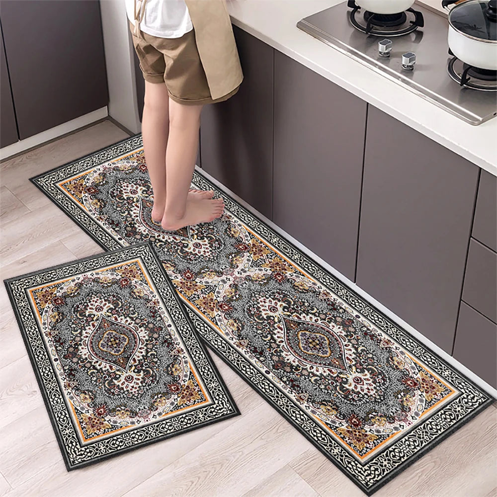 Kitchen Absorbent Printed Non-Slip Rug Long Carpet Hallway Bedroom Living Room Entrance Bath Doormat Home Decor