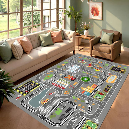 City Race Track Kids Play Rug