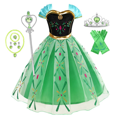 Disney Frozen Elsa Anna Princess Costume Dress For Girls