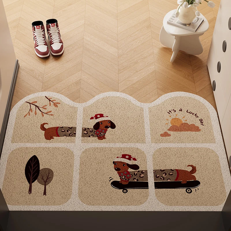 Irregular Silk Ring Entrance Door Mat Anti-Slip Dirt-Resistant Foyer Carpet