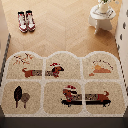 Irregular Silk Ring Entrance Door Mat Anti-Slip Dirt-Resistant Foyer Carpet