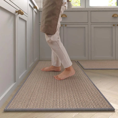 Washable non-slip faux sisal kitchen runner rug natural rubber backing