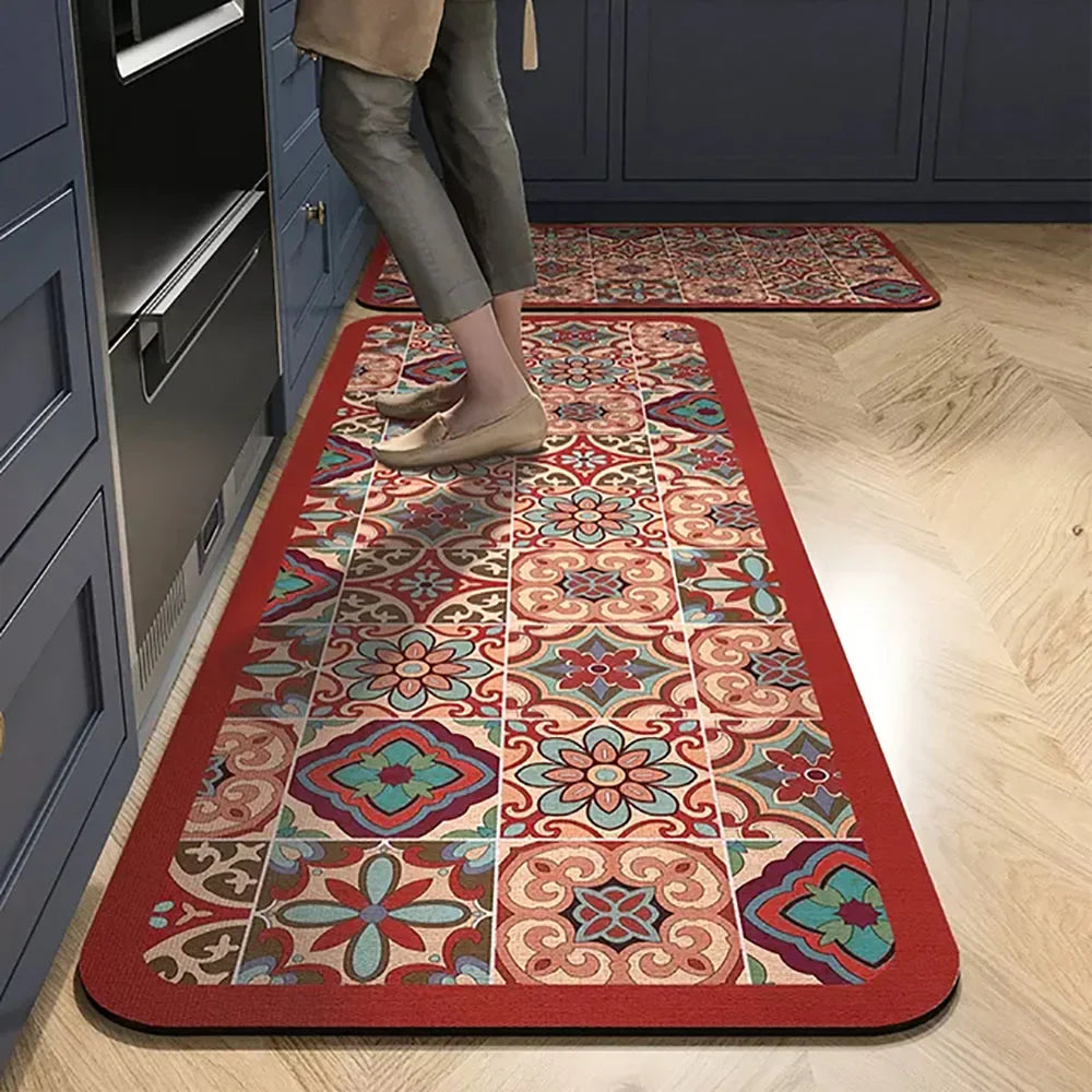 VIKAMA Kitchen Oil-Resistant Floor Mat Absorbent Quick-Dry Non-Slip Bathroom Doormat