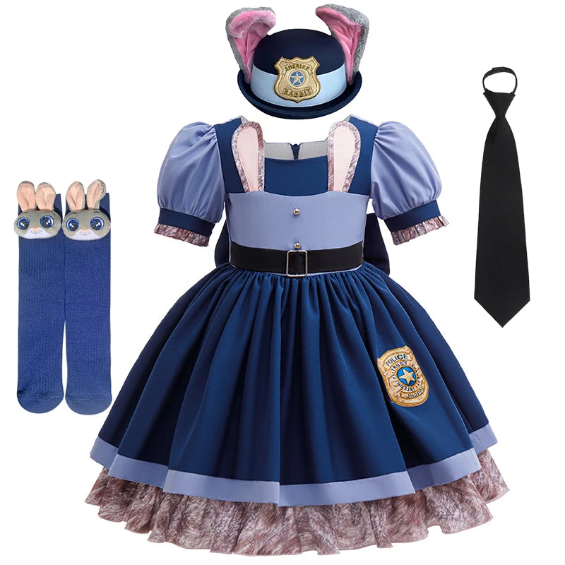 Zootopia Judy Bunny Police Officer Costume Dress For Girls