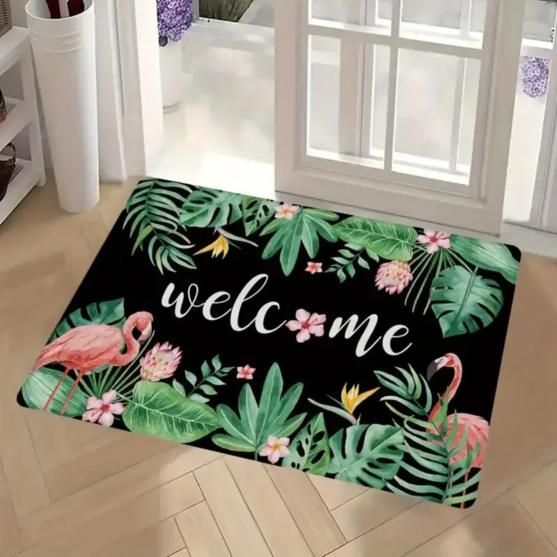 VIKAMA Flamingo Print Non-Slip Welcome Mat