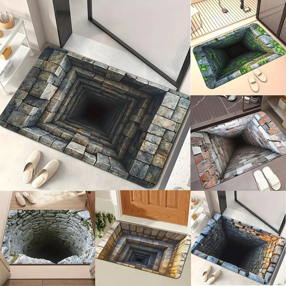 VIKAMA 3D Stone Cave Optical Illusion Doormat