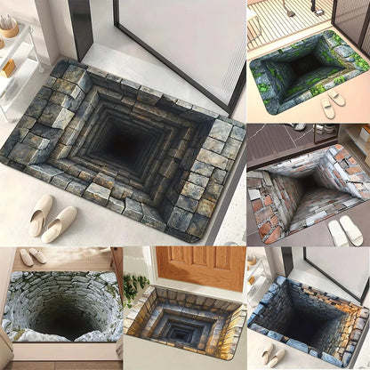 VIKAMA 3D Stone Cave Optical Illusion Doormat