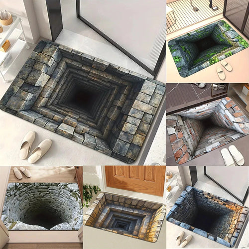 VIKAMA 3D Stone Cave Optical Illusion Doormat