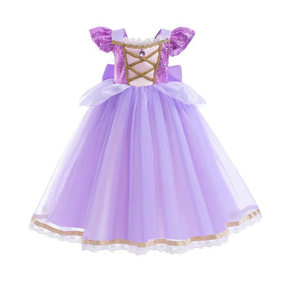 Disney Rapunzel Purple Puffy Dress With Accessories For Girls