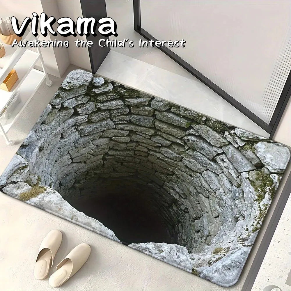 VIKAMA 3D Polyester Doormat Non-Slip Water-Absorbent Bathroom Door Mat Home Decor
