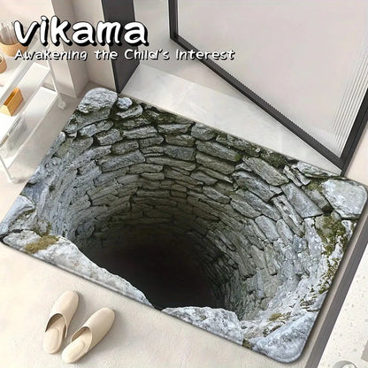 VIKAMA 3D Polyester Doormat Non-Slip Water-Absorbent Bathroom Door Mat Home Decor