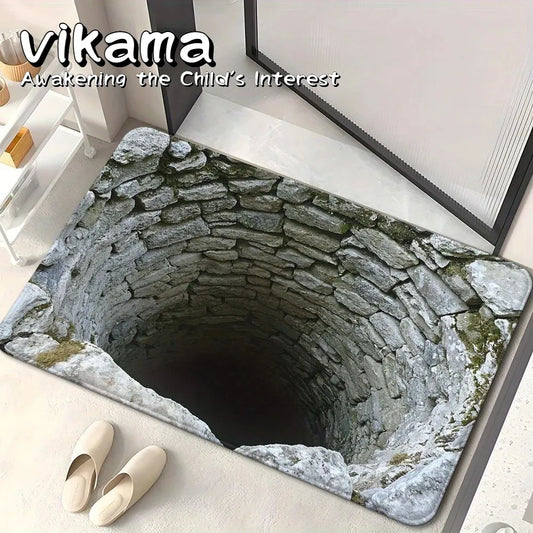 VIKAMA 3D Polyester Doormat Non-Slip Water-Absorbent Bathroom Door Mat Home Decor