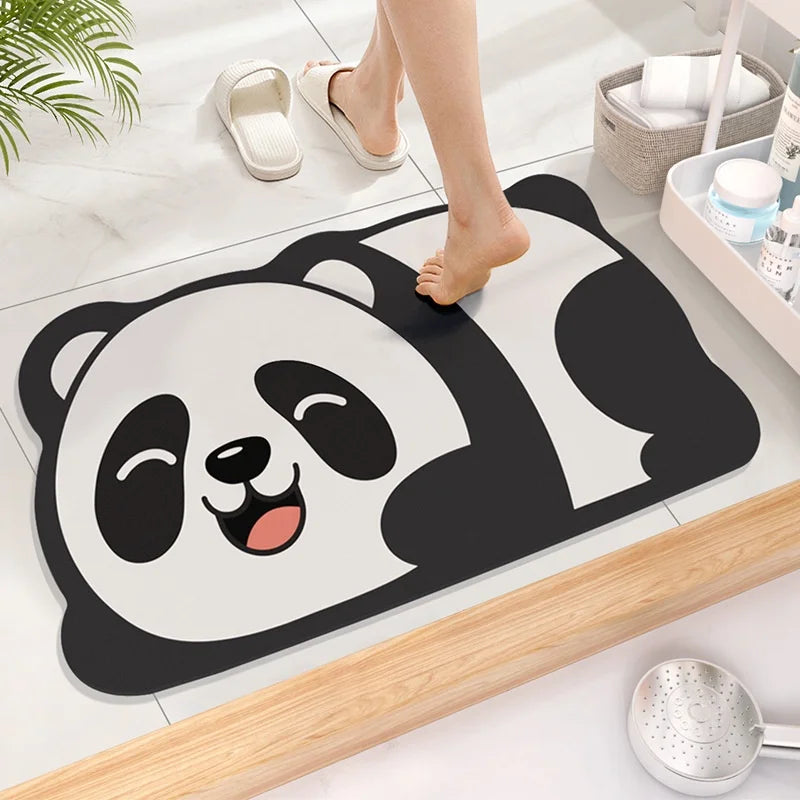 Cute Diatom Super Absorbent Bathroom Mat Cartoon Non-Slip Quick-Drying Toilet Bath Floor Mat