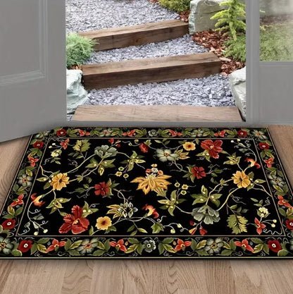 Floral bird welcome decorative door mat