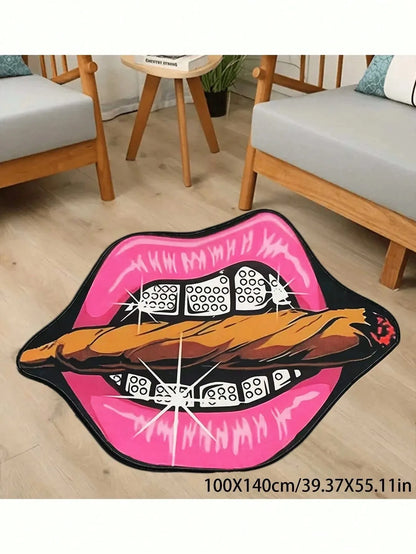 VIKAMA Creative Pink Lip Non-Slip Area Rug