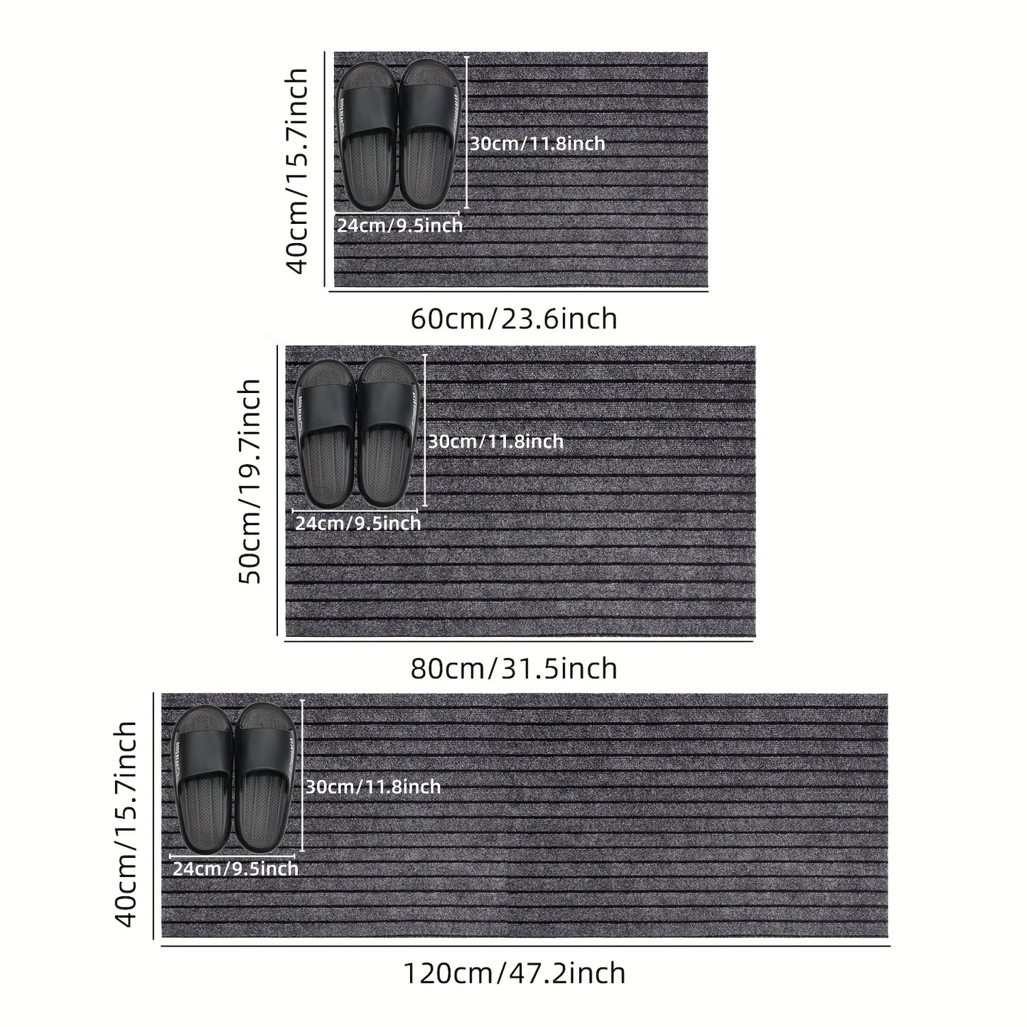 Large Striped Rubber-Back Corridor Carpet Non-Slip Washable Laundry Room Outdoor Area Rug Custom Size Home Decor
