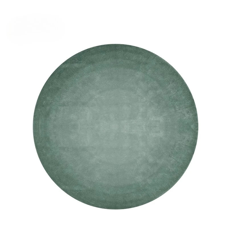 Modern Minimalist Green Round Plush Area Rug