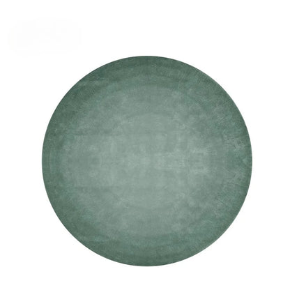 Modern Minimalist Green Round Plush Area Rug
