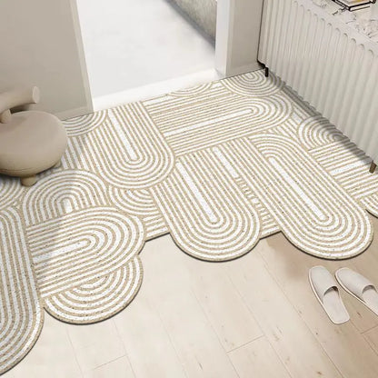 Cream silk ring cuttable entrance door mat