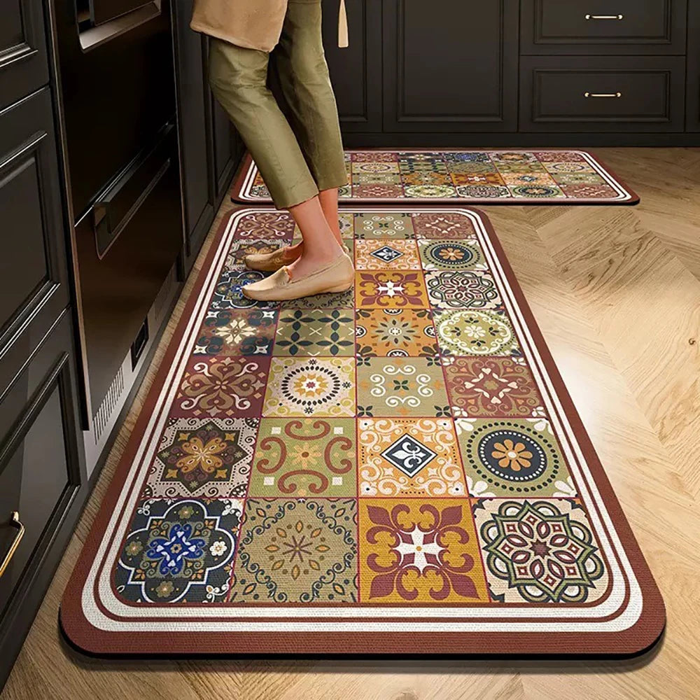 Non-Slip Kitchen Mat Long Crystal Velvet Rug Absorbent Foot Mat Bedroom Living Room Doormat Small Carpet Home Decor