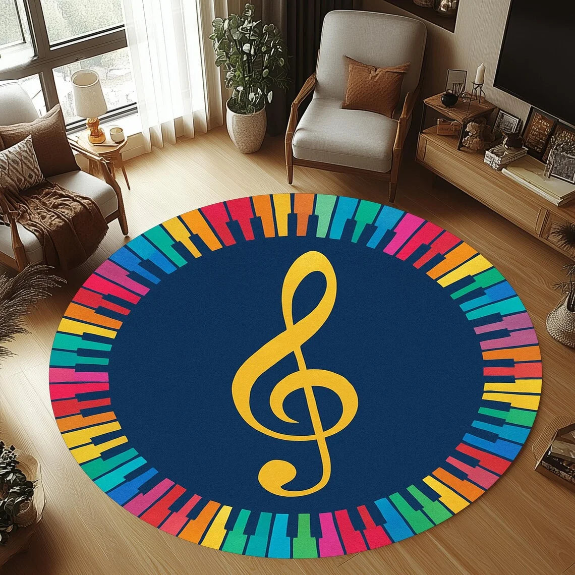 VIKAMA Round Guitar Non-Slip Area Rug