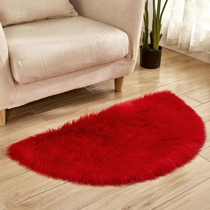 VIKAMA Plush Half-Circle Rug Non-Slip Soft Bedside Living Room Kids Room Decor