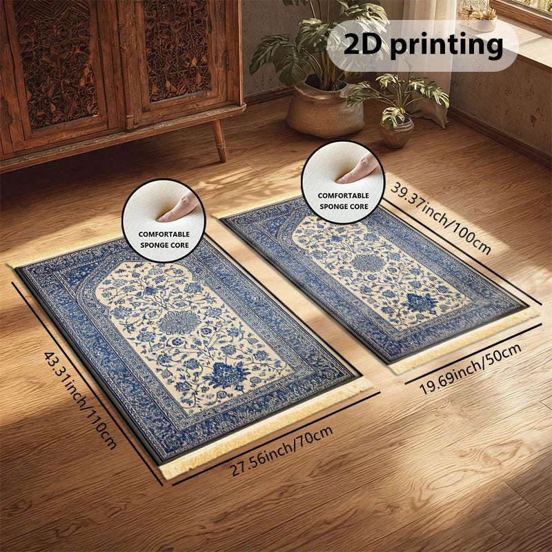 VIKAMA Fringed Islamic Prayer Soft Washable Prayer Rug