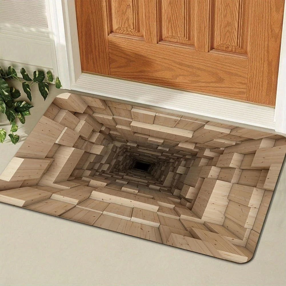 3D Brick Hole Illusion Doormat