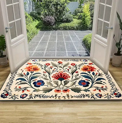 Floral bird welcome decorative door mat