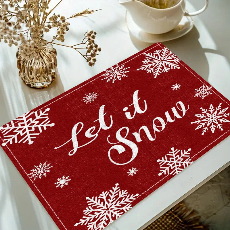 Christmas reindeer linen placemat table mat