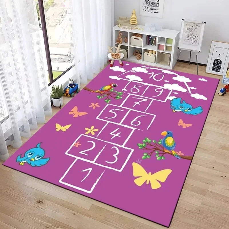 Hopscotch Cartoon Kids Game Rug