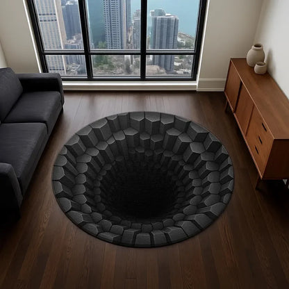 Optical Illusion Rug 3D Vortex Pattern Round Modern Design Retro Home Decoration Carpet