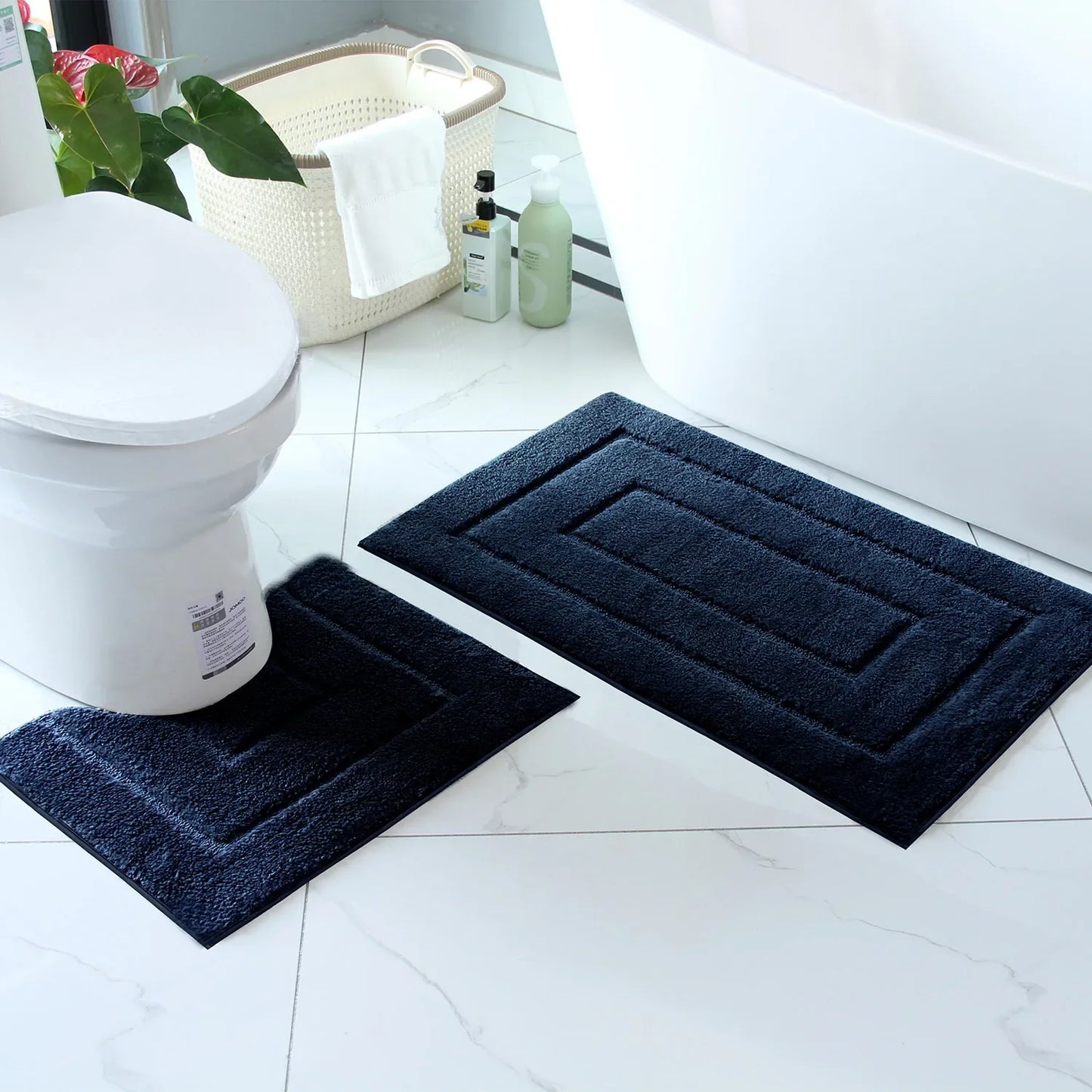 Plush Bathroom Floor Mat Shaped Design Absorbent Non-Slip Foot Rug Bathtub Entrance Door Small Carpet Home Decor