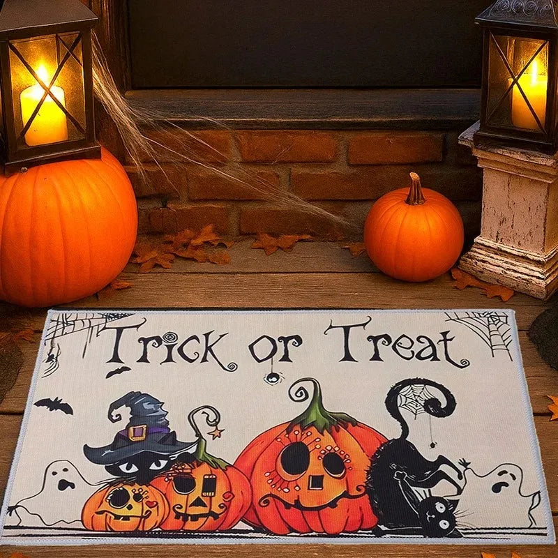Halloween Pumpkin Ghost Doormat Party Decoration Trick or Treat Non-Slip Floor Mat Kids Home Supplies Rug