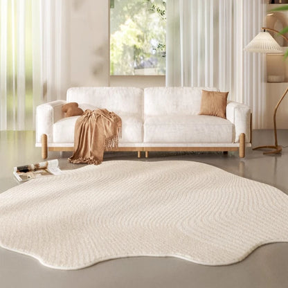 Cream Style Luxury Stripe Irregular Plush Area Rug