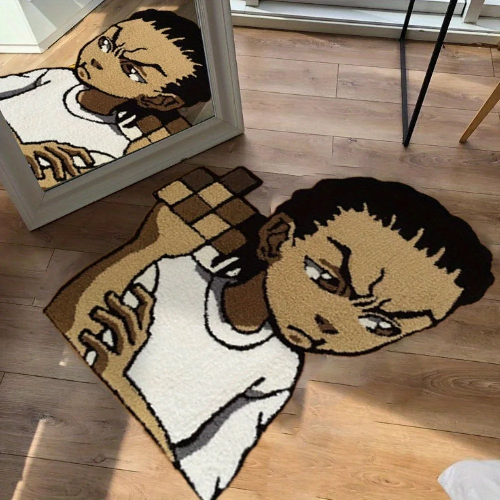 VIKAMA Cartoon Character Shaped Rug Soft Non-Slip Kids Bedroom Living Room Bathroom Mat