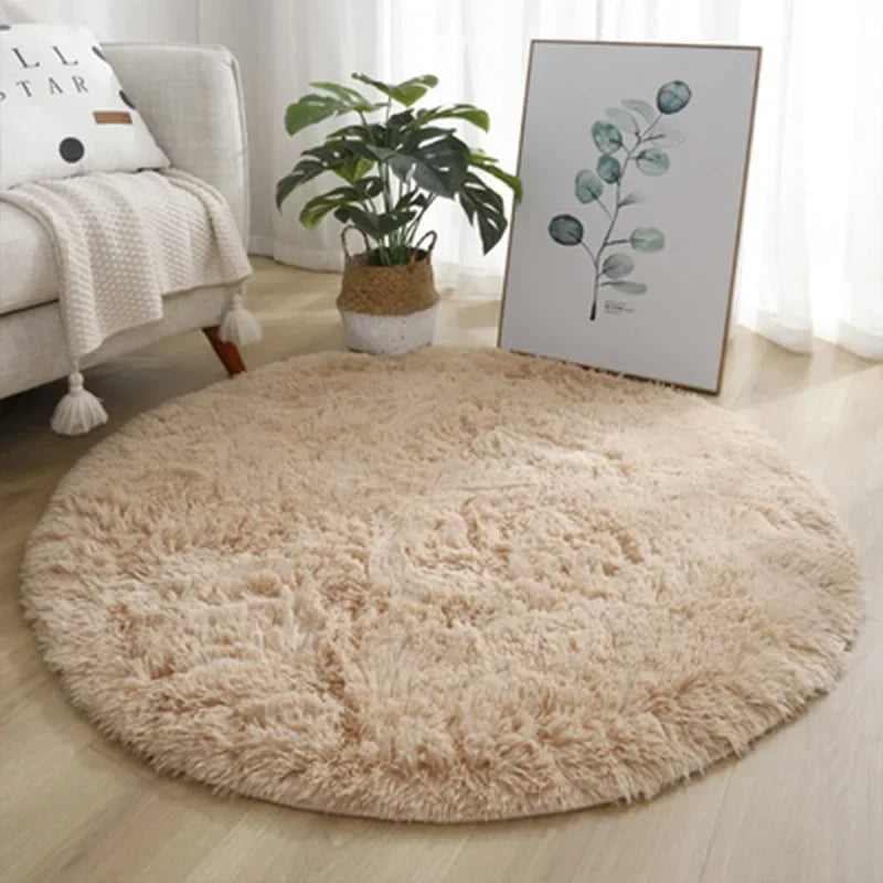 Ultra Soft Fluffy Round White Area Rug