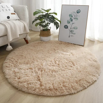 Ultra Soft Fluffy Round White Area Rug