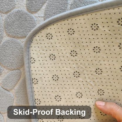 3D Cobblestone Velvet Bath Mat Non-Slip Absorbent Quick-Dry Washable Bathroom Door Rug