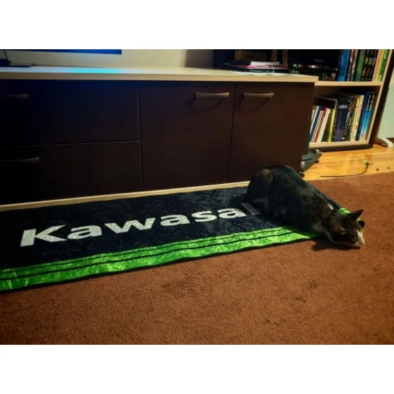 Kawasaki motorcycle anti-slip garage rug
