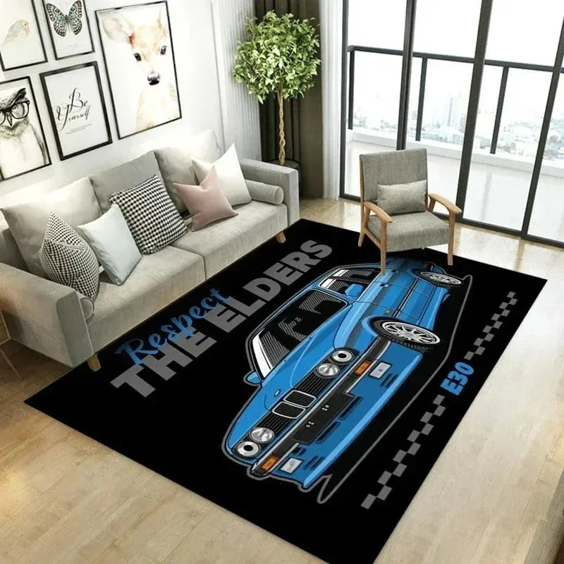 Racing Car Pattern Washable Area Rug