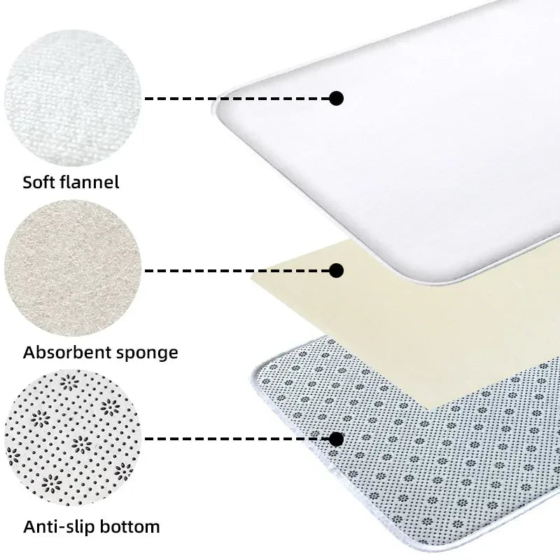 Koi Fish Print Bathroom Mat Non-Slip Absorbent Foot Rug Shower Room Door Carpet Home Decor